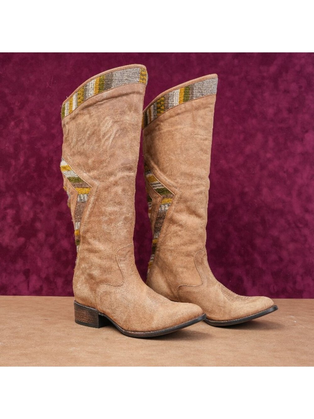 Freebird Women Aztek Tan Leather Cowboy Festival Rodeo Western Boots sz 9